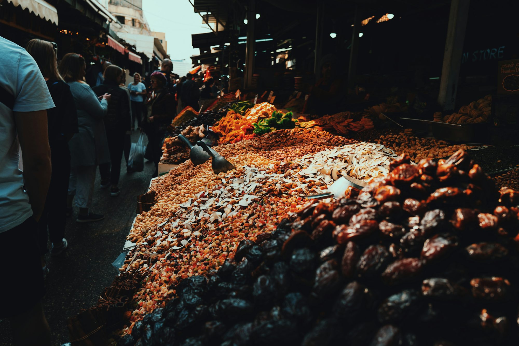 Carmel Market in Tel Aviv with vendors and colorful spices
